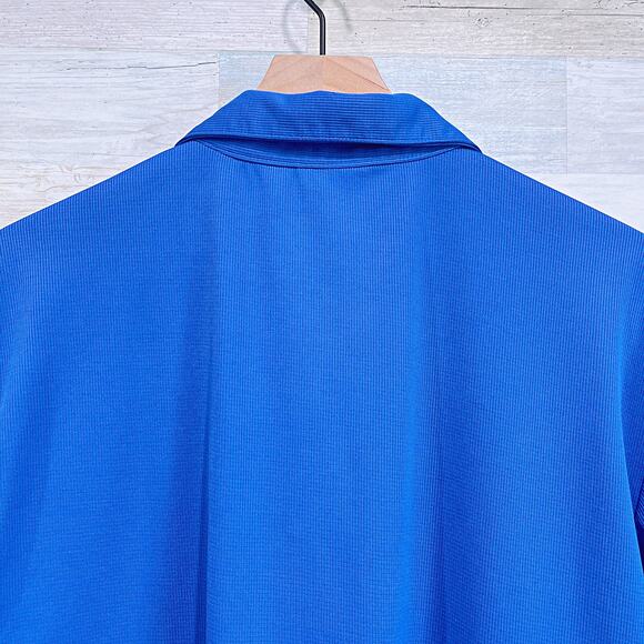 Nike Dri Fit Tech Golf Polo Shirt Blue White Piping Short Sleeve Mens Medium - Picture 5 of 7